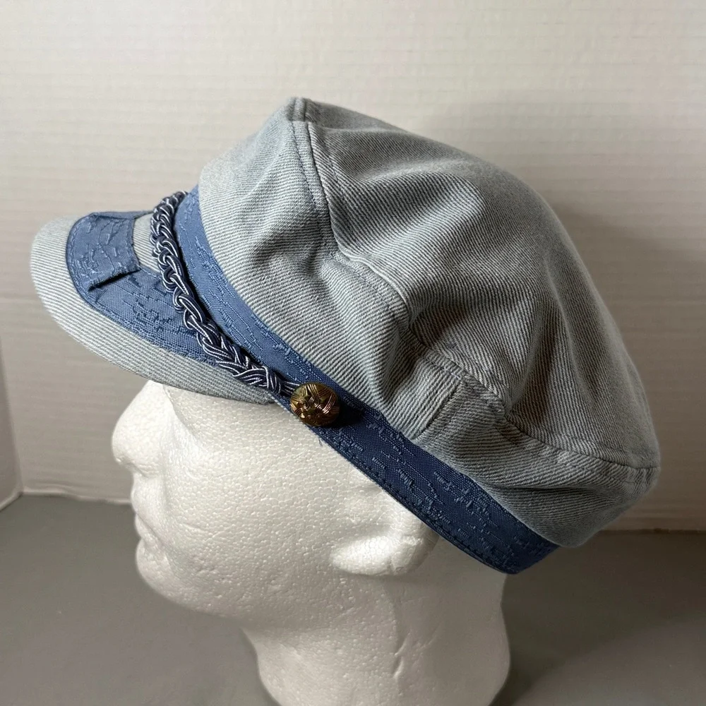 Epoch Sz S/M Stylish Blue Greek Fisherman Sailor Newboy Flat Cap Braided Band